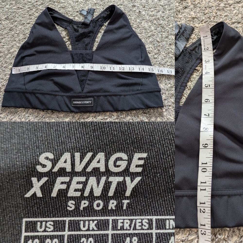 Savage X Fenty Black Mesh Panel Athletic Exercise Workout Sports Bra 2X - Picture 9 of 9